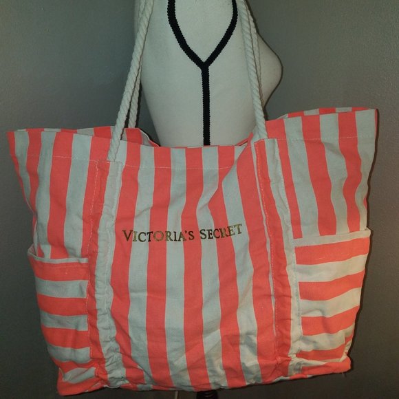 Sac De Plage (tote Bag) Victoria's Secret - Taille Large - Couleurs Rose Néon/rose - NWOT (neuf Sans étiquette)